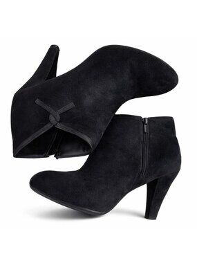 Predictions Black Suede Ankle Boots Size 7 – Side Zip, Buckle, Heeled Booties